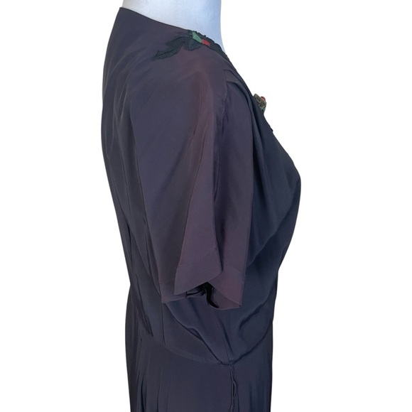 Vintage 80s Karen Alexander Black Victorian Gothic Maxi Dress 10 Embroidery Read - Picture 9 of 15